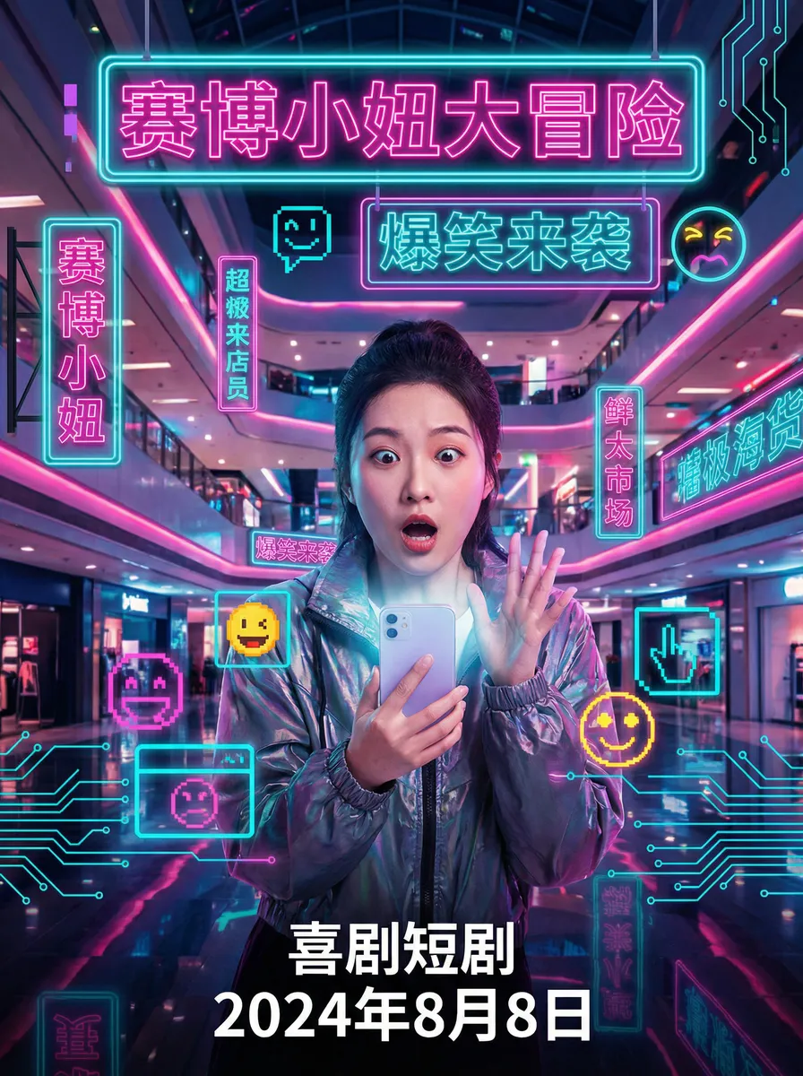动感超人大战泳装魔王 搞笑喜剧短剧 - 赛博小妞大冒险海报